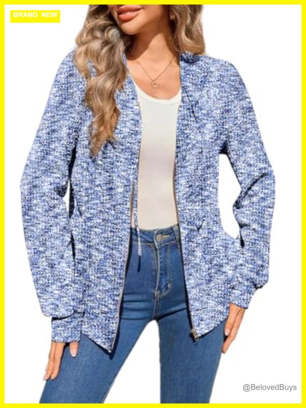 Waffle Knit Zip Up Hoodie Lightweight Relaxed Fit
